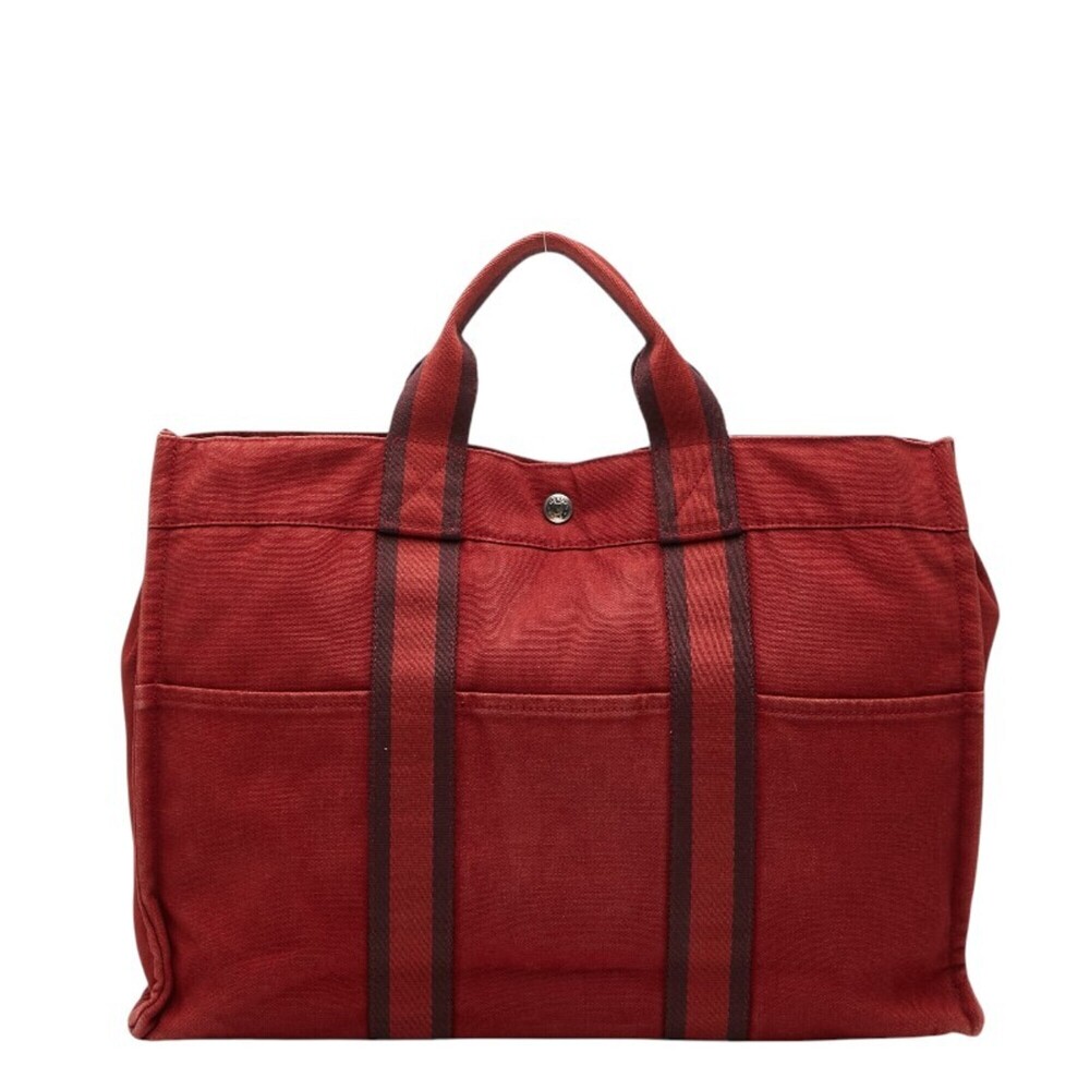Hermes Fourre-Tout Tote MM Handbag Bag Red Canvas Women's HERMES